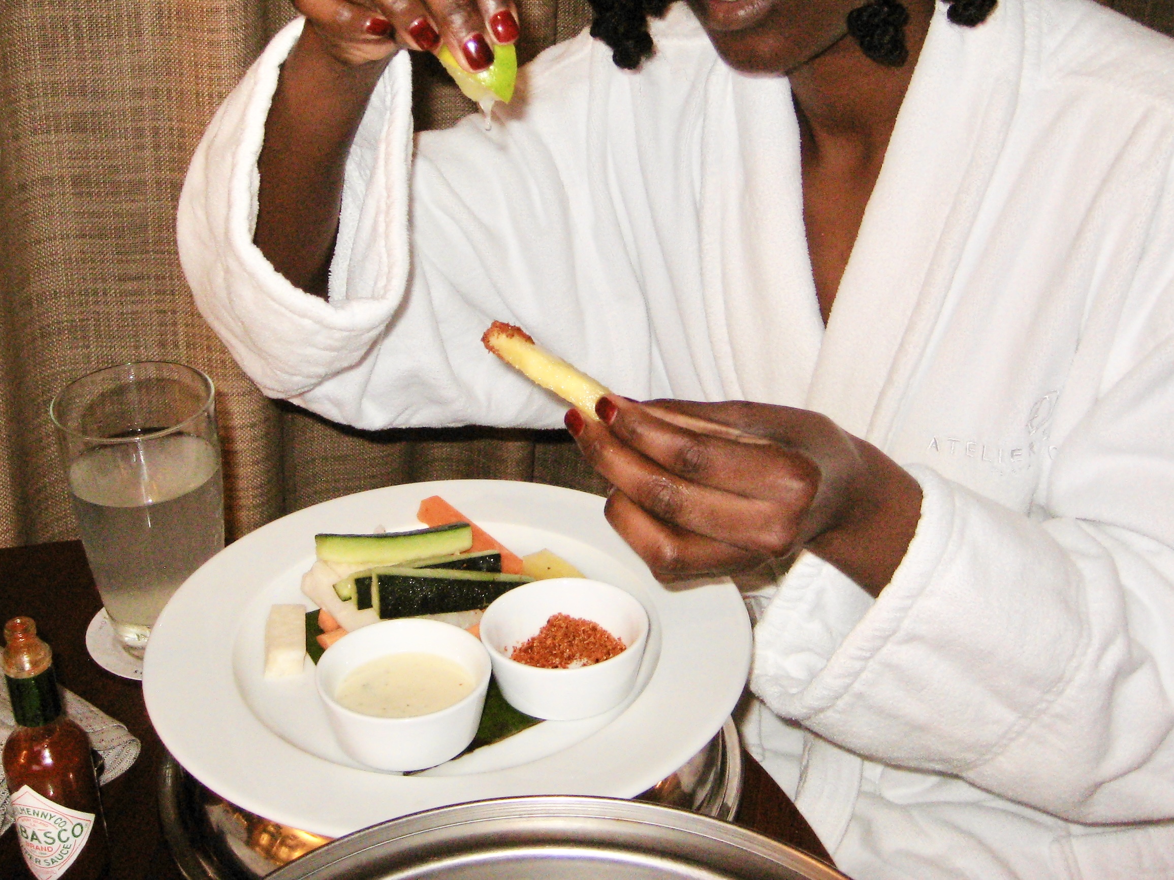 Author eating food