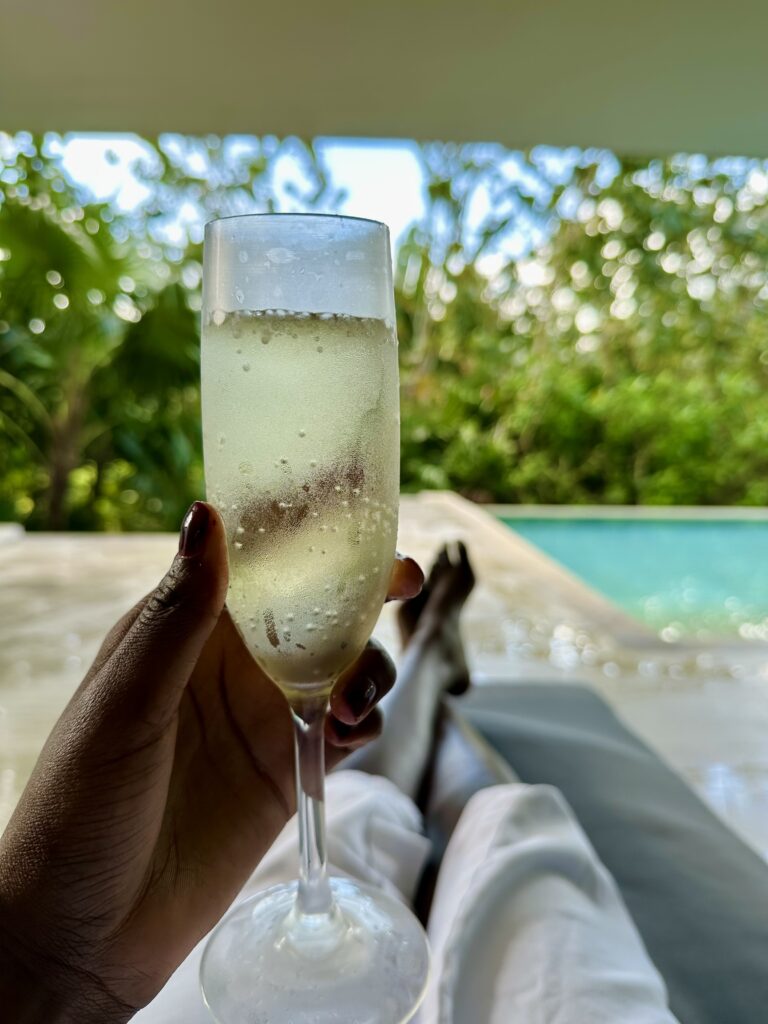 Sparkling water and pool in view