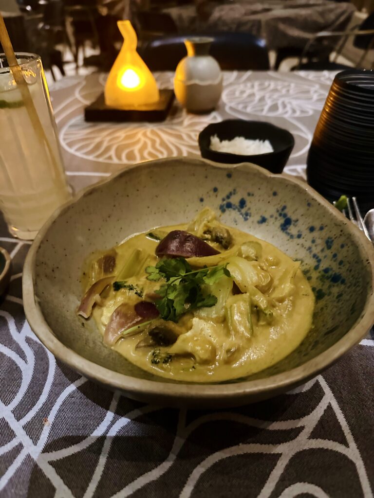 Plated food on table